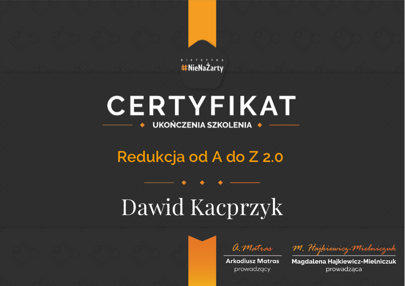 Certyfikat - Redukcja od A do Z 2.0